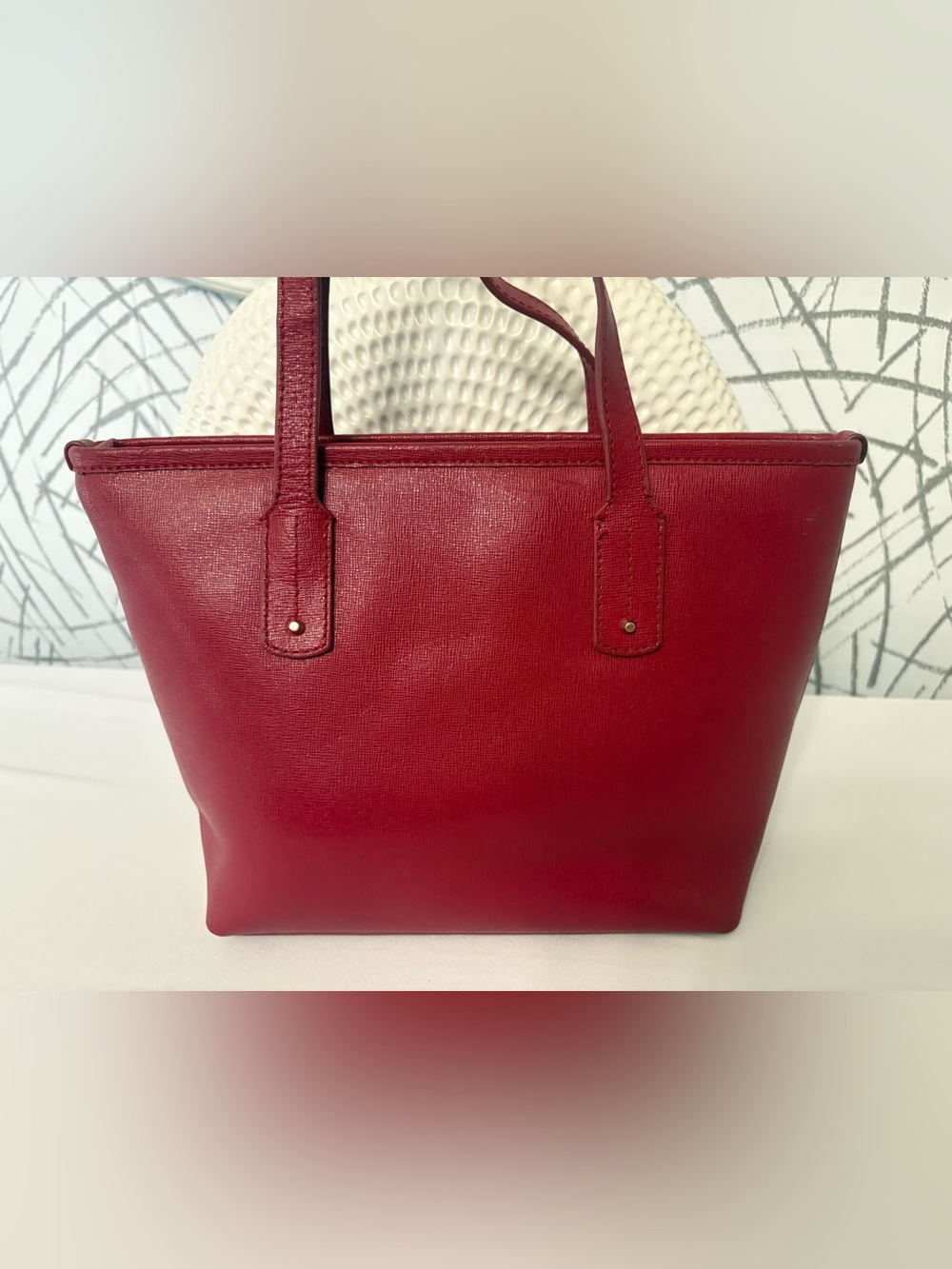 Furla Red Saffiano Leather Tote Bag / Read Description - Picture 4 of 16